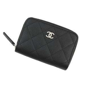 CHANEL Black Caviar Leather Logo Wallet